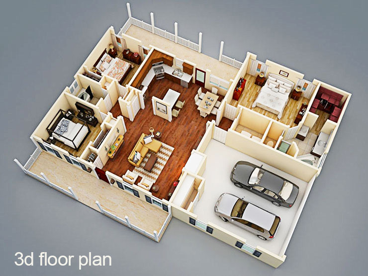 3d apartment floor plan, Creative 3D Floor Plan, 3D apartment floorplans