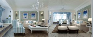 buy 3d interior renderings for Classic blue living room