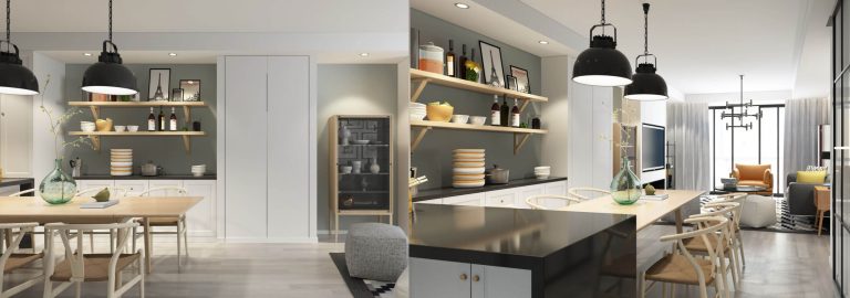 3d renderings for open kitchen