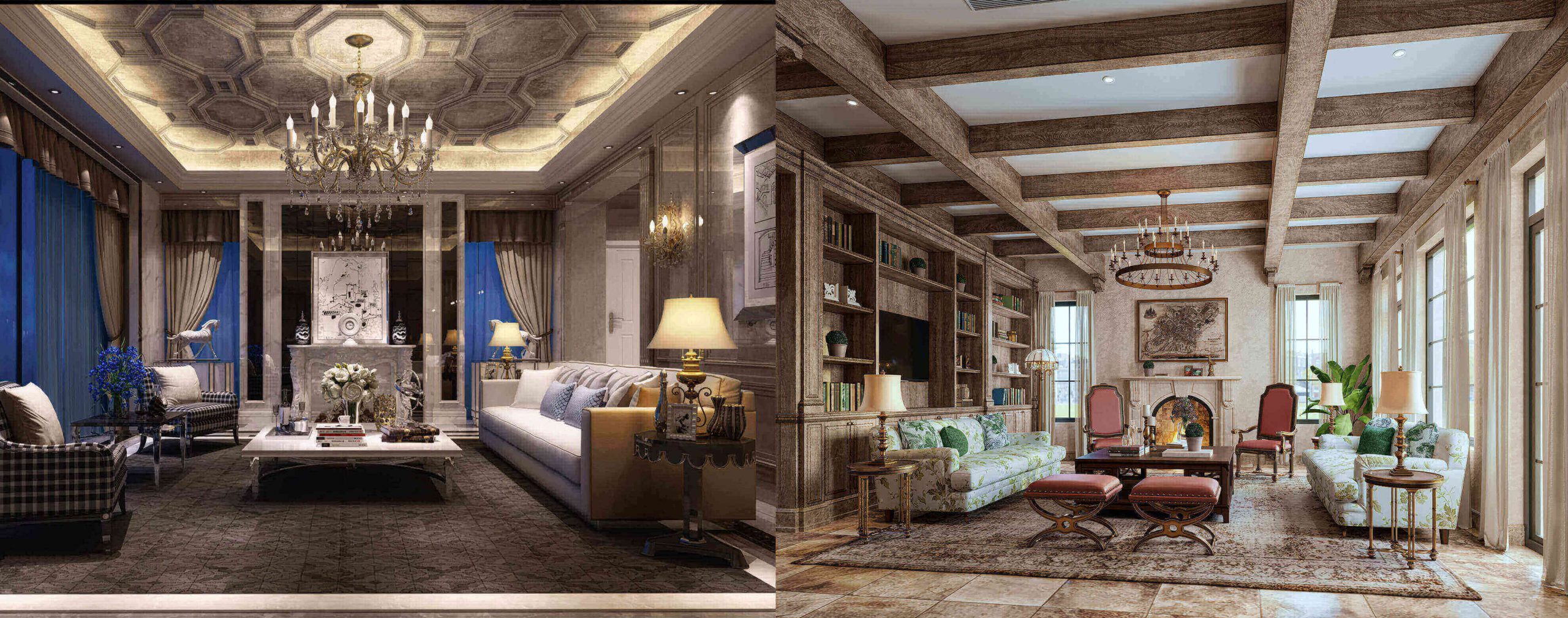 How to know between American and European style interiors renderings