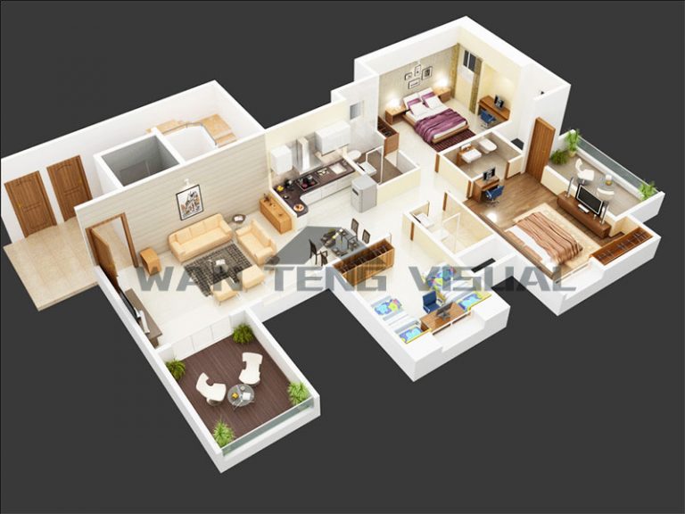 3D floor plan drawing